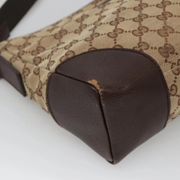 GUCCI GG Canvas Shoulder Bag Beige Silver - Picture 11 of 14